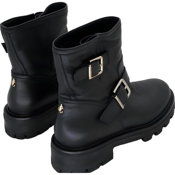Jimmy Choo Youth II Ankle Boot Lug Sole Buckle Boots Black US 7 EU 37 - Picture 3 of 6